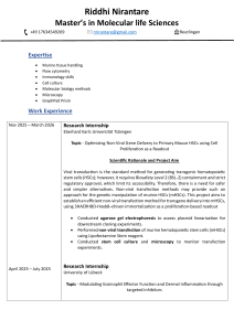 Riddhi Nirantare: Molecular Life Sciences Resume