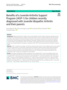 Benefits of JASP-1 for Children with Juvenile Arthritis