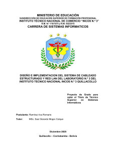 Dise&ntilde;o e Implementaci&oacute;n de Cableado Estructurado y Red LAN