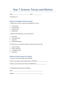 Year 7 Science Forces and Motion Test