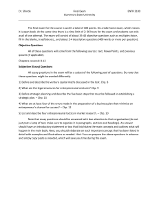 ENTR 3100 Final Exam - Governors State University