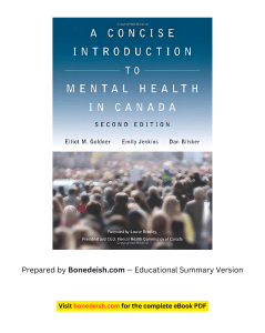 A Concise Introduction to Mental Health in Canada Summary