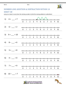 Number Line Addition & Subtraction Within 10 Worksheet 4B