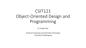 CSIT121: Object-Oriented Design & Programming Course Outline