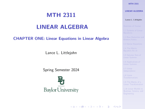 MTH 2311 Linear Algebra Course Material
