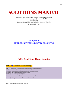 Thermodynamics Solutions Manual - Chapter 1