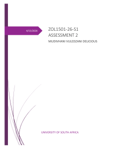 ZOL1501-26-S1 Assessment 2: Invertebrate Zoology