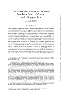 Performance Interest & Monetary Awards for Breach of Contract under Singapore Law