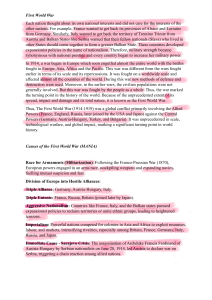 First World War: Causes, Timeline, and Consequences