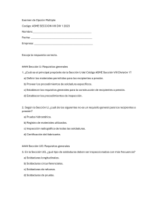 Examen ASME Secci&oacute;n VIII Div 1 2023
