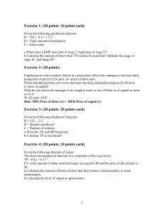Microeconomics Production Function Exercises