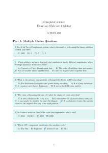 Computer Science Exam: Slide Set 1 Data Questions