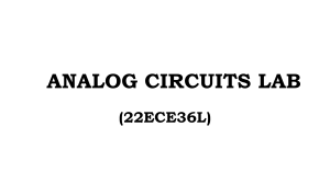 Analog Circuits Lab Manual: Safety & Equipment Handling