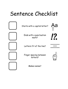 Sentence Checklist for Writing