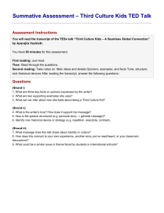 Summative Assessment: Third Culture Kids TED Talk