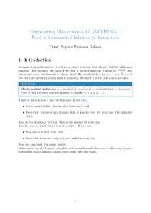 Mathematical Induction for Summations in Engineering Math