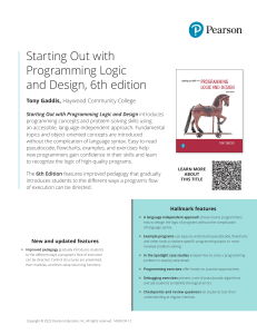 Starting Out with Programming Logic and Design 6th Ed