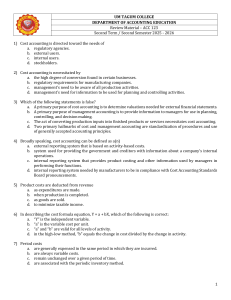 UM Tagum College ACC 123 Cost Accounting Review Material