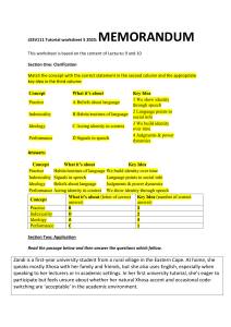 LESV111 Tutorial Worksheet 5: Language & Identity