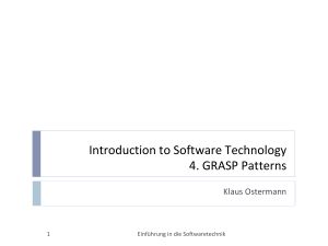 Introduction to Software Technology: GRASP Patterns