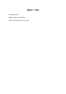 Year 8 Math: Integers Addition & Subtraction