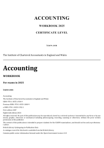 ICAEW Accounting Workbook 2025 Certificate Level