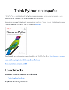 Think Python en espa&ntilde;ol: Introducci&oacute;n a Python para principiantes