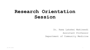 Research Orientation Session: Research Basics & Protocol Writing