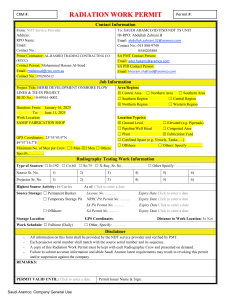 Saudi Aramco Radiation Work Permit - Berri Project