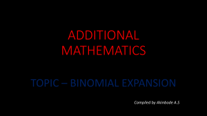 Binomial Expansion in Additional Mathematics