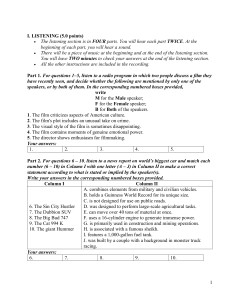 Listening Comprehension Test with Film & Vehicle Topics