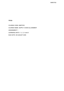 MNP3702 Assignment 1: Supply Chain Alignment Analysis
