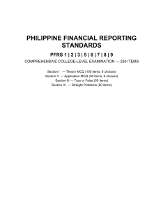 Philippine Financial Reporting Standards Exam (PFRS 1-9)
