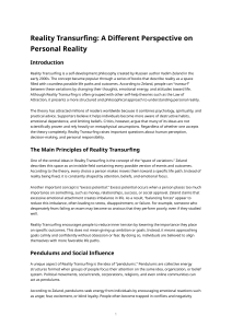 Reality Transurfing: A Different Perspective on Personal Reality