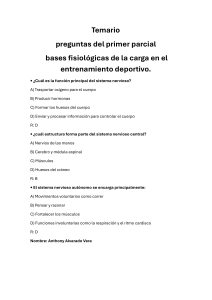 Preguntas del primer parcial: Bases fisiol&oacute;gicas de la carga en el entrenamiento deportivo
