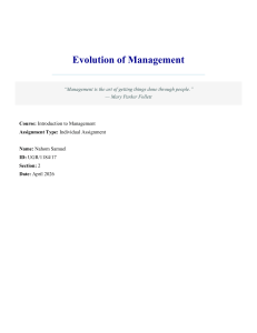Evolution of Management: Student Assignment