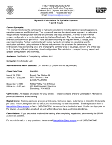 Hydraulic Calculations for Sprinkler Systems Course