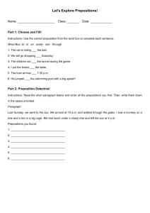 Let's Explore Prepositions! Worksheet