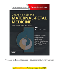 Creasy & Resnik's Maternal-Fetal Medicine 7th Ed Summary