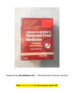 Creasy & Resnik&rsquo;s Maternal-Fetal Medicine 6th Ed Summary