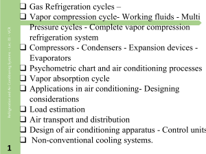 Refrigeration and Air Conditioning Systems Lecture Notes
