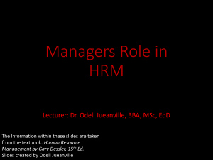 Managers Role in HRM: Lecture Slides on HRM Concepts