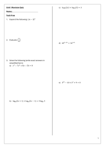 Unit 1 Revision Quiz: Algebra & Functions