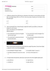 Physics Diffraction & Interference Worksheet