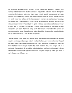 Student Reflection on Art Course: Rasaboxes & Hunger Module
