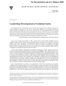 Leadership Development at Goldman Sachs Case Study