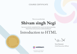 SoloLearn HTML Course Certificate