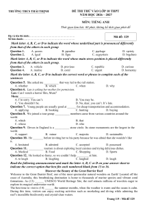 2026-2027 High School English Entrance Exam Practice Test