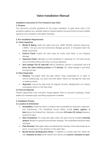 Valve Installation Manual for Fire Protection Gate Valves