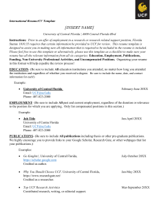 UCF International Resume/CV Template